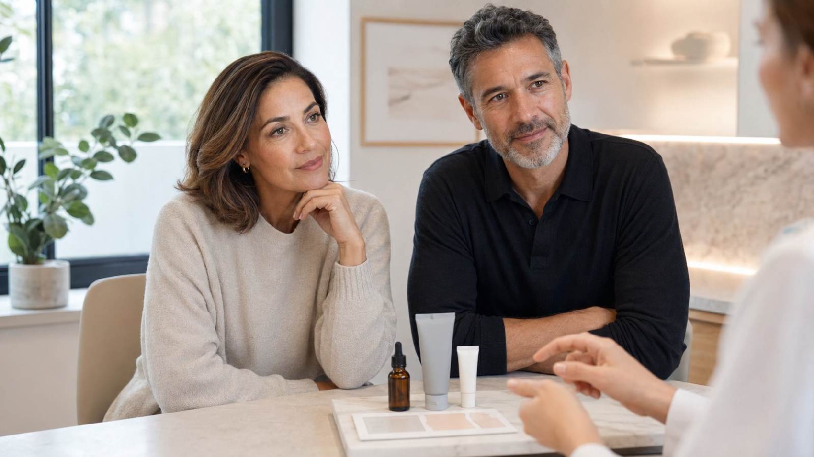 Illustrative consultation scene about skin quality