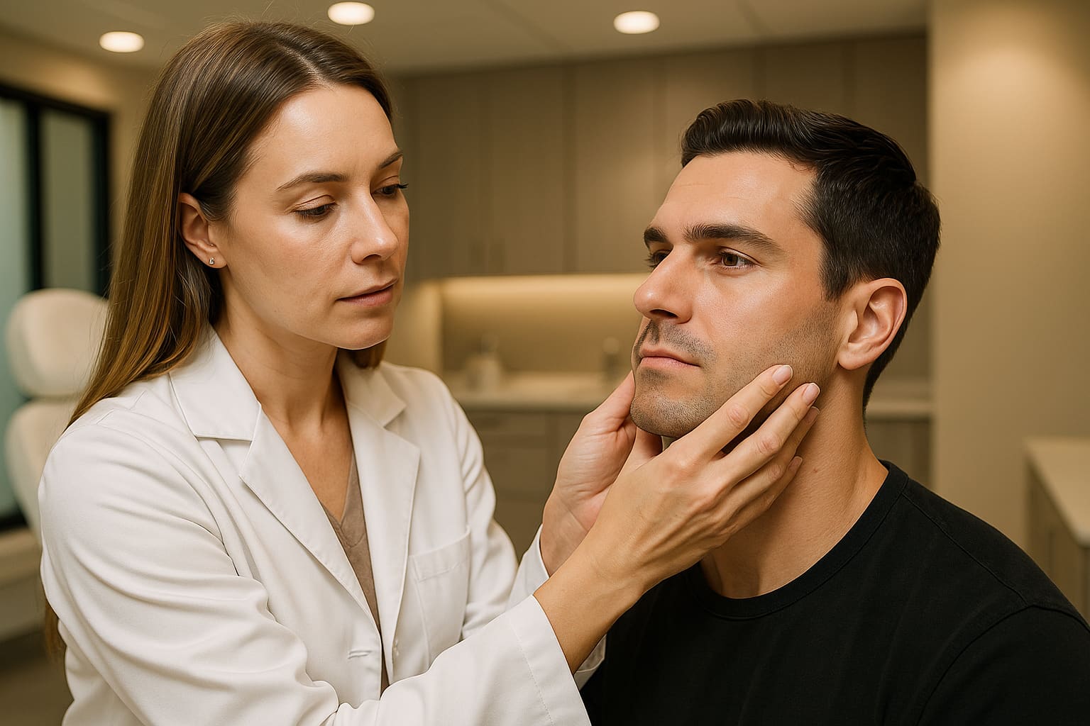 Professional male patient at Beauty Medica discussing functional treatment options