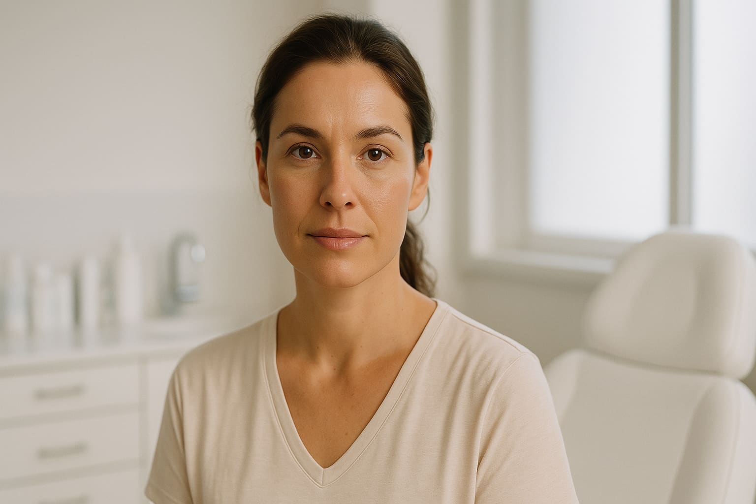 Confident woman with natural-looking refinement and healthy skin