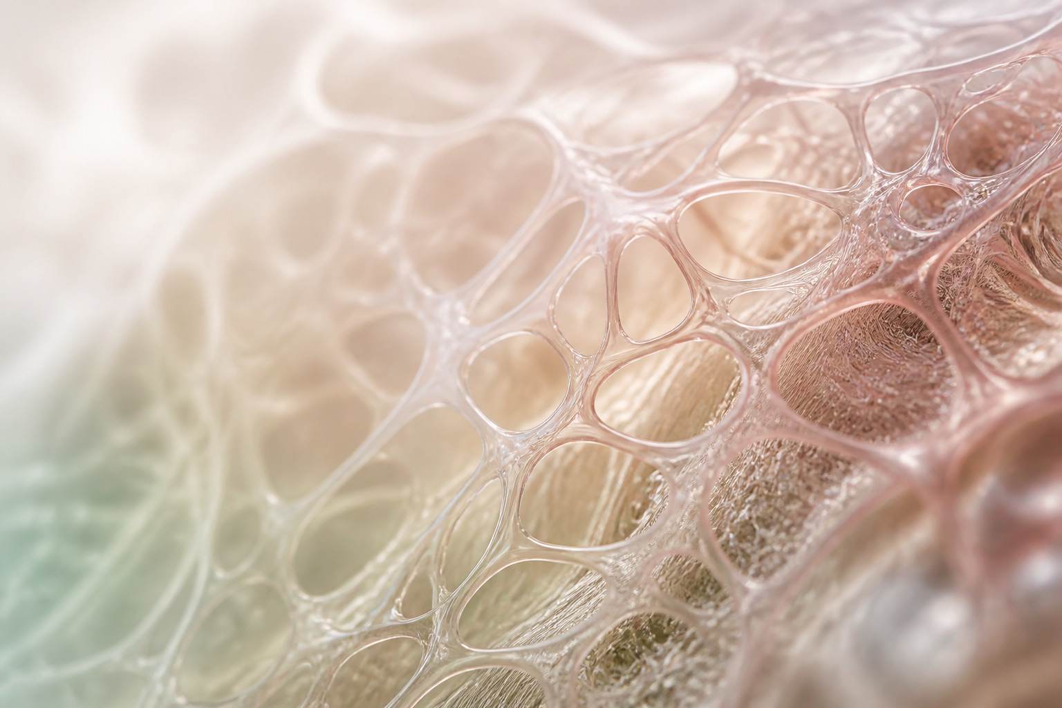Abstract collagen-inspired texture in ivory, blush, and jade